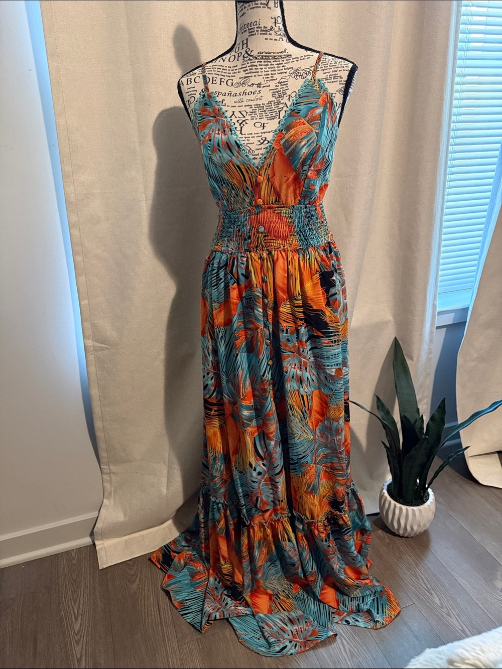 FashionNova Tropical Maxi Dress Sz S - Picture 2 of 13